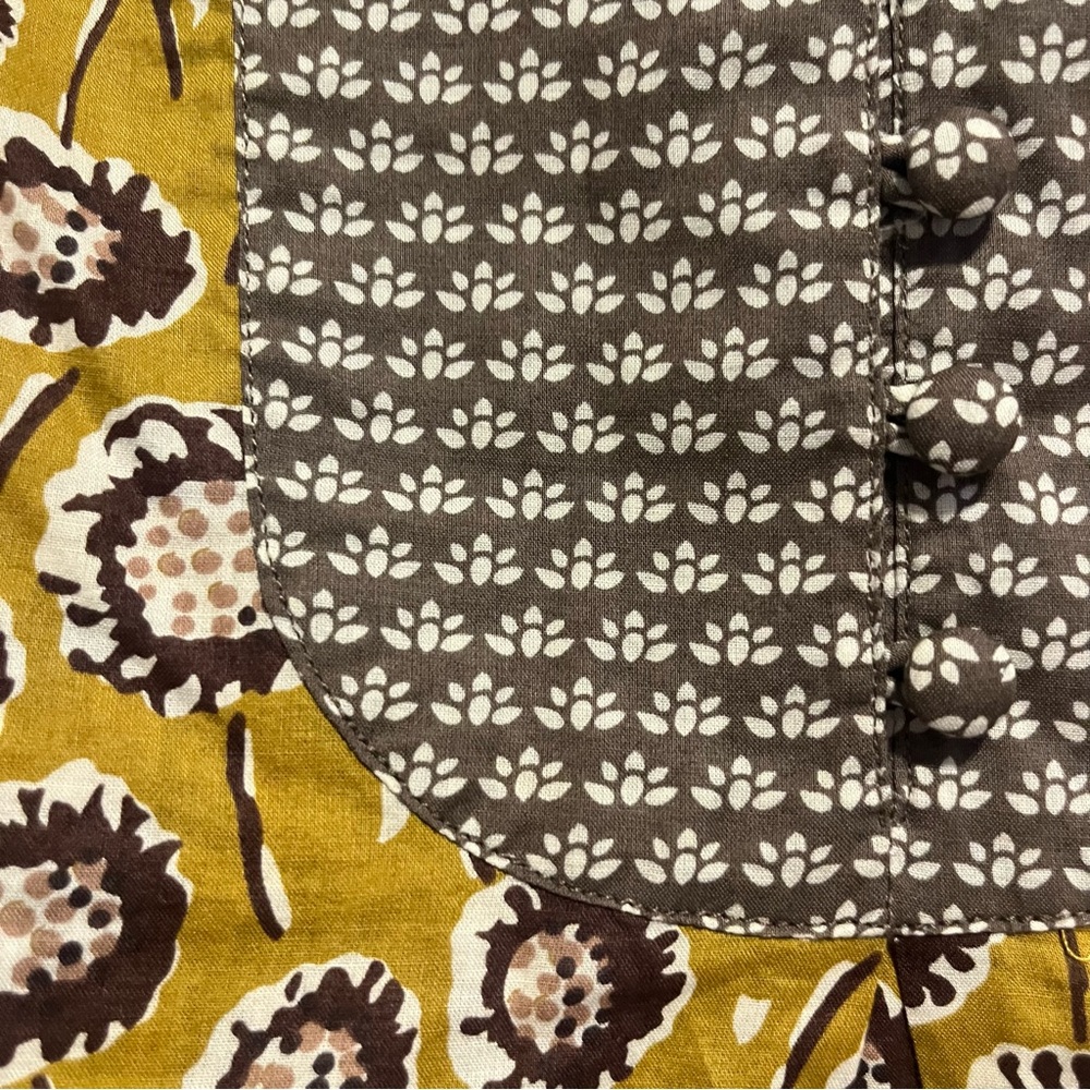 Boden Eliza Embroidered Bib Blouse Mustard Floral 100% Cotton Boho Block Print - Picture 5 of 10